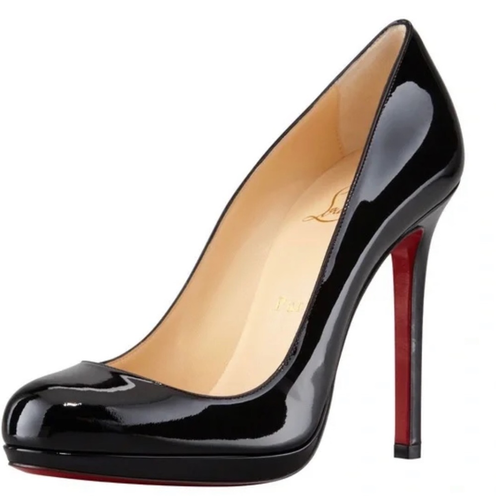 Christian Louboutin Black Patent Leather Pump with Red Sole